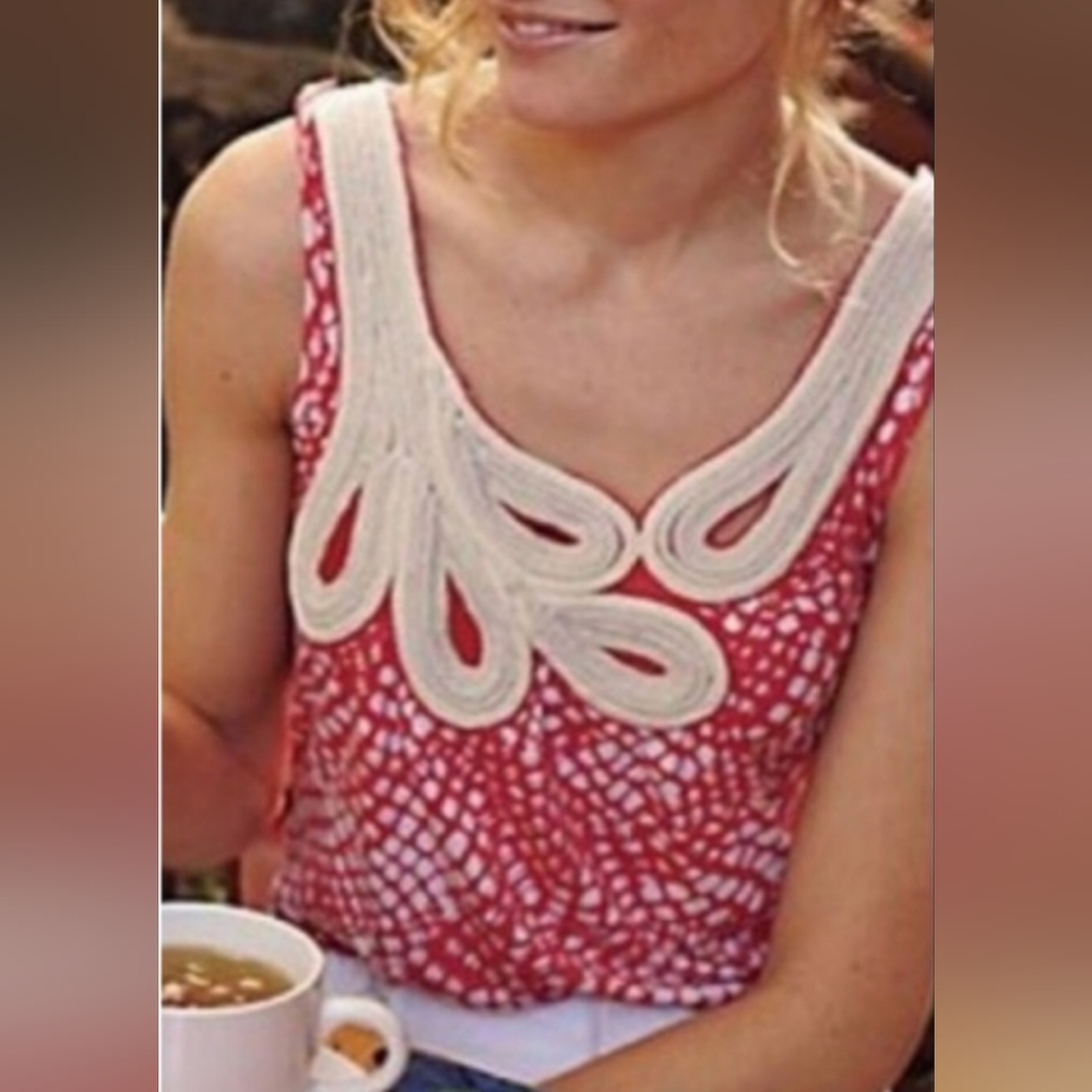 Anthropologie Red and Cream Tank Top